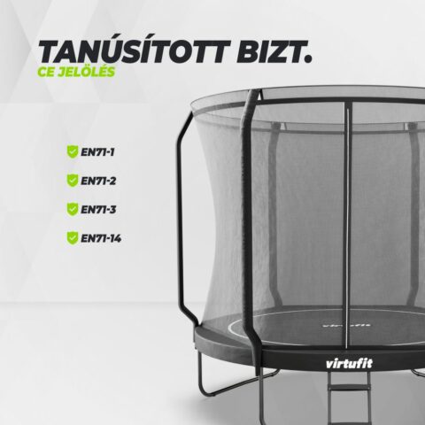 Prémium trambulin biztonsági hálóval - fekete - 251 cm