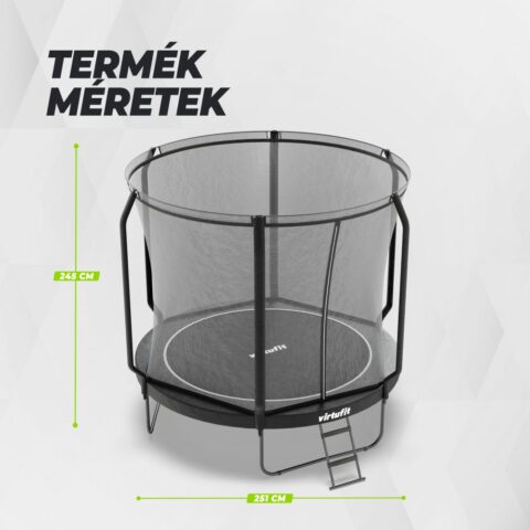 Prémium trambulin biztonsági hálóval - fekete - 251 cm