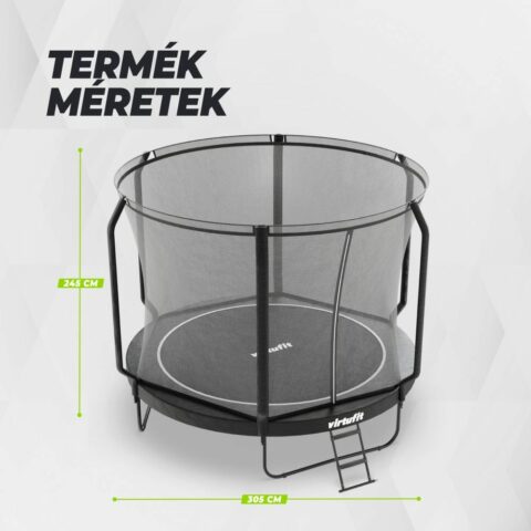Prémium trambulin biztonsági hálóval - fekete - 305 cm