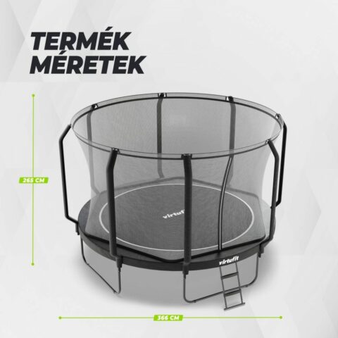 Prémium trambulin biztonsági hálóval - fekete - 366 cm