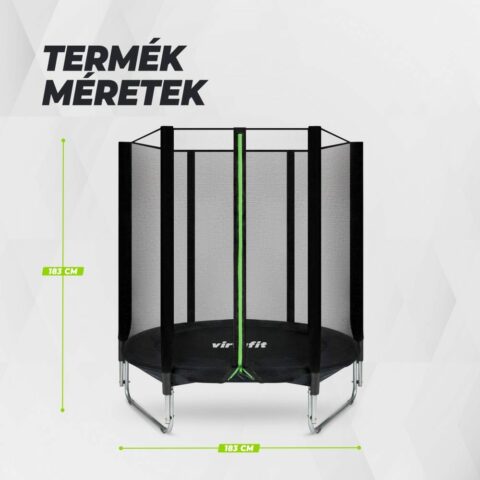 Trambulin biztonsági hálóval - fekete - 183 cm