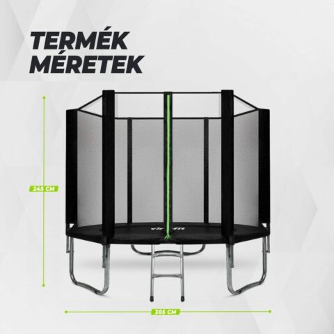 Trambulin biztonsági hálóval - fekete - 305 cm