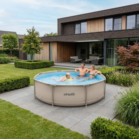 Fémvázas medence vízszűrővel 244x76cm - bézs