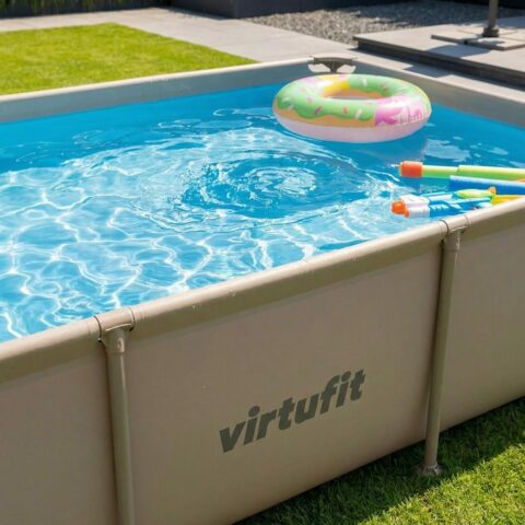 Fémvázas medence vízszűrővel 260x180cm - bézs