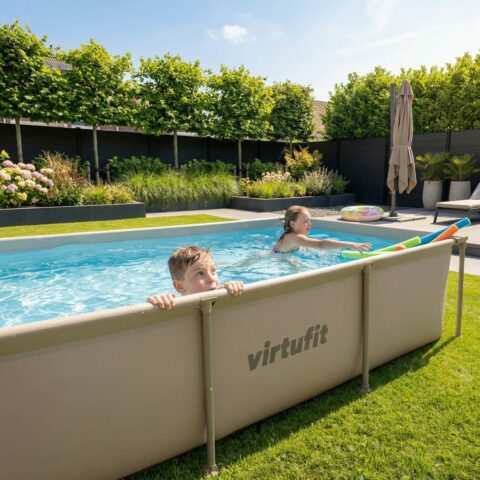 Fémvázas medence vízszűrővel 260x180cm - bézs