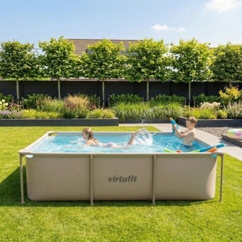 Fémvázas medence vízszűrővel 260x180cm - bézs