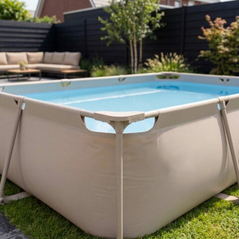 Fémvázas medence vízszűrővel 300x210cm - bézs