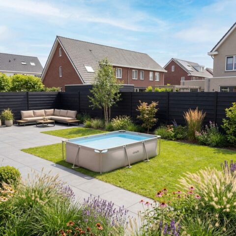 Fémvázas medence vízszűrővel 300x210cm - bézs