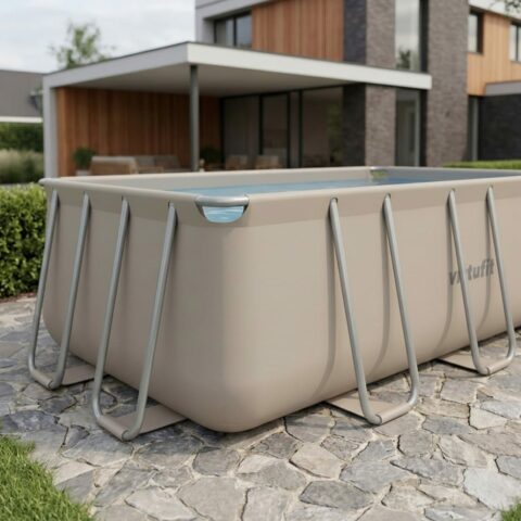 Fémvázas medence vízszűrővel 400×200×122cm - bézs