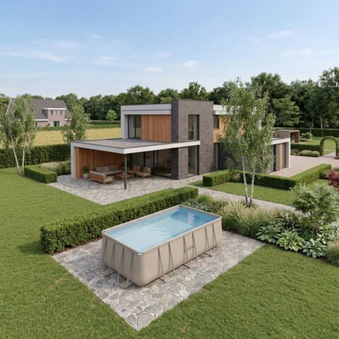 Fémvázas medence vízszűrővel 400×200×122cm - bézs