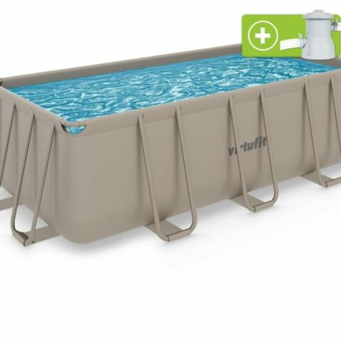 Fémvázas medence vízszűrővel 400×200×122cm - bézs