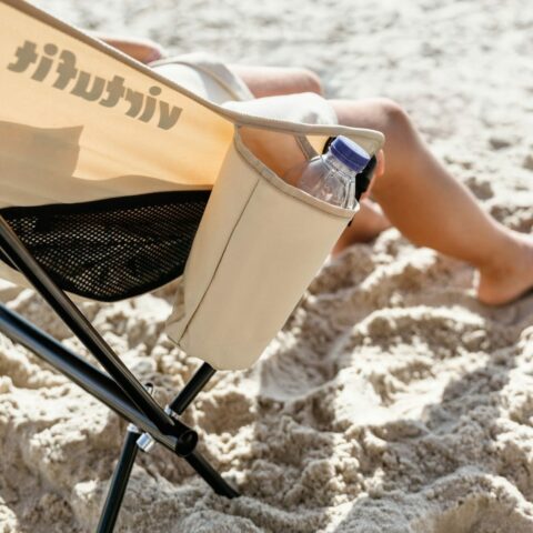 Kompakt kemping fotel - strandfotel hordtáskával - fekete