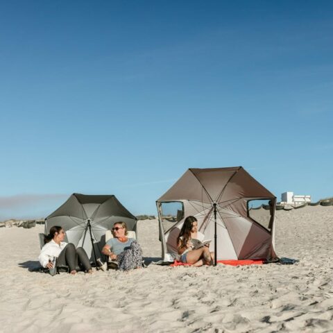 Nagyméretű strand napernyő szélvédővel - 180cm - fekete