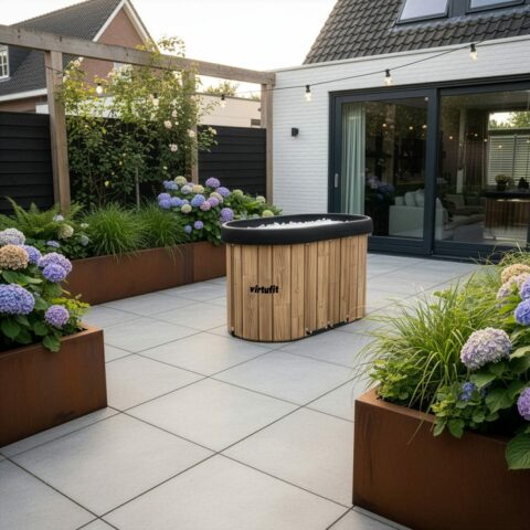 Oval Ice Bath 500 literes ovális jégkád fa mintázattal