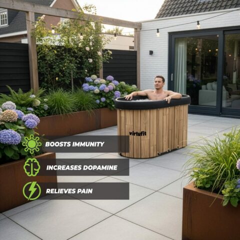 Oval Ice Bath 500 literes ovális jégkád fa mintázattal